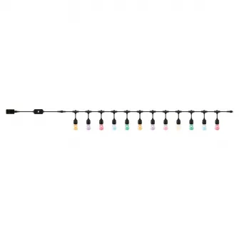 Ghirlanda luminoasa inteligenta LED RGB WiZ, Wi-Fi, 12 becuri, 120 lm, tensiune joasa, comutator pornit/oprit pe fir, lumina colorata, control vocal, IP65/IP44, 14.8m