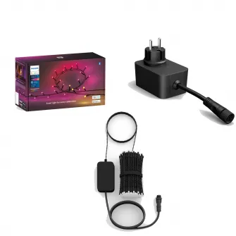 Ghirlanda luminoasa inteligenta Philips Hue Festavia, 14W, 24V, 250 LED-uri, lumina alba si colorata, 20m, include sursa de alimentare