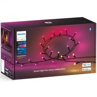 Ghirlanda luminoasa inteligenta Philips Hue Festavia, 14W, 24V, 250 LED-uri, lumina alba si colorata, 20m, include sursa de alimentare