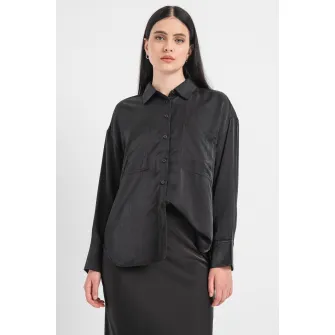 Gina Tricot, Camasa uni lejera, Negru, XL