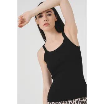 Gina Tricot, Top uni cu decolteu in U, Negru, M