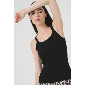 Gina Tricot, Top uni cu decolteu in U, Negru, S