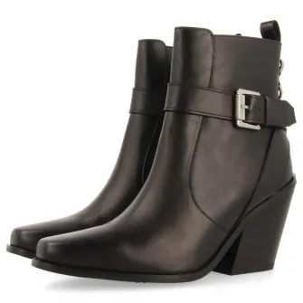 Gioseppo, Botine western de piele Sandved, Negru, 36