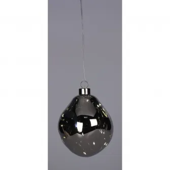 Glob decorativ cu 10 Led-uri Organic, diametru 12 cm, sticla, lumina alb-cald, argintiu