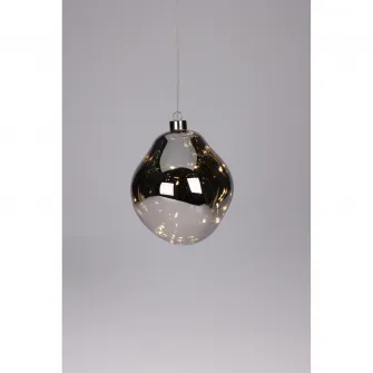 Glob decorativ cu 15 Led-uri Organic, diametru 15 cm, sticla, lumina alb-cald, argintiu