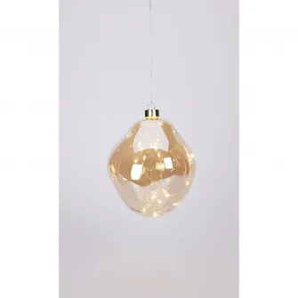 Glob decorativ cu 15 Led-uri Organic, diametru 15 cm, sticla, lumina alb-cald, auriu