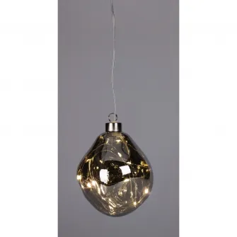 Glob decorativ cu 8 Led-uri Organic, diametru 10 cm, sticla, lumina alb-cald, argintiu