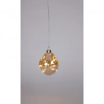 Glob decorativ cu 8 Led-uri Organic, diametru 10 cm, sticla, lumina alb-cald, auriu