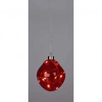 Glob decorativ cu 8 Led-uri Organic, diametru 10 cm, sticla, lumina alb-cald, rosu