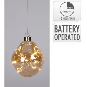 Glob decorativ cu 8 Led-uri Organic, diametru 10 cm, sticla, lumina alb-cald, auriu