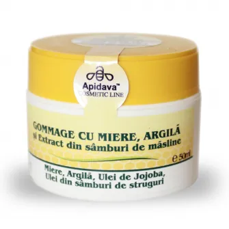 Gomaj pentru ten Apidava cu miere si argila, 50 ml
