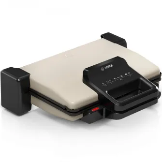 Gratar electric 3 in 1 Bosch TCG3302, 2000 W, Contact grill, temperatura reglabila, placi grill cu canale de scurgere a grasimii, gri