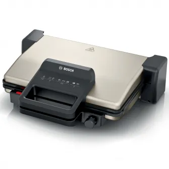 Gratar electric 3 in 1 Bosch TCG3302, 2000 W, Contact grill, temperatura reglabila, placi grill cu canale de scurgere a grasimii, gri