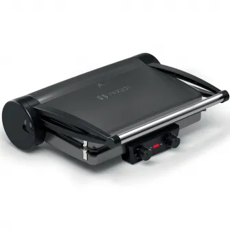 Gratar electric 3 in 1 Bosch TCG4215, 2000 W, Contact grill, temperatura reglabila, placi grill inclinate si tavite pentru colectarea grasimii, argintiu