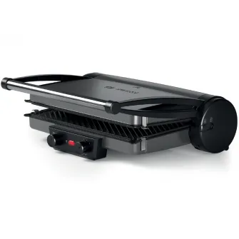 Gratar electric 3 in 1 Bosch TCG4215, 2000 W, Contact grill, temperatura reglabila, placi grill inclinate si tavite pentru colectarea grasimii, argintiu