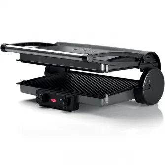 Gratar electric 3 in 1 Bosch TCG4215, 2000 W, Contact grill, temperatura reglabila, placi grill inclinate si tavite pentru colectarea grasimii, argintiu
