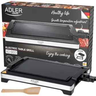 Gratar Electric, Adler, AD 6613, 2000 W, Control Infinit De Variabil Al Remperaturii, Placa De Gatit Cu Strat Antiaderent, Negru