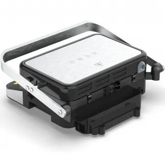 Gratar electric Aeno AEG0005, 2000 W, 6 programe automate, placi cu doua fete 320x220 mm, unghi de deschidere de pana la 180, functie dezghetare, afisaj led, control tactil, temperatura maxima 230°C, tava de scurgere ulei inclusa