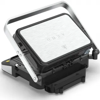 Gratar electric Aeno AEG0005, 2000 W, 6 programe automate, placi cu doua fete 320x220 mm, unghi de deschidere de pana la 180, functie dezghetare, afisaj led, control tactil, temperatura maxima 230°C, tava de scurgere ulei inclusa