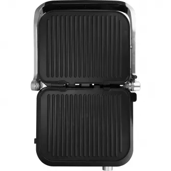 Gratar electric FRAM FEG-2100SSBK, 2100W, deschidere 180˚, placi detasabile, 7 programe presetate + manual, senzori pentru detectare grosime, temperatura reglabila, dimensiuni placi: 31.3 x 24.4cm, Argintiu
