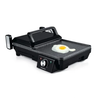 Gratar electric Heinner HEG-F20002P, 2000 W, deschidere 105° si 180°, invelis marmura anti-adeziv, Negru