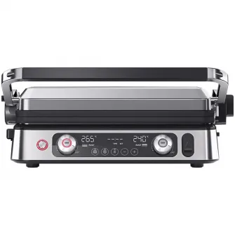 Gratar electric multifunctional Braun MultiGrill 9Pro CG9160, 2200 W, 3 moduri de gatire, temperatura maxima 265C, 3 programe, functie Sear, termometru pentru gatit, 1 set placi, argint
