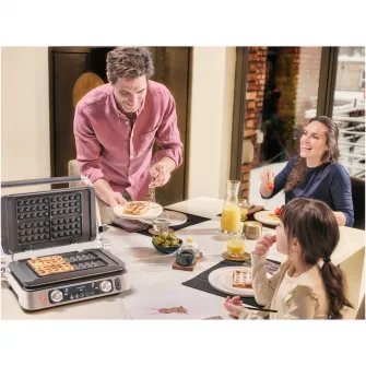 Gratar electric multifunctional Braun MultiGrill 9Pro CG9167, 2200 W, 3 moduri de gatire, temperatura maxima 265C, 3 programe, functie Sear, termometru pentru gatit, 3 seturi de placi, argint