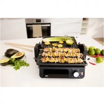 Gratar electric multifunctional Braun MultiGrill CG5033, 0X17900014, 2000 W, 3 moduri de gatire, temperatura maxima 230˚C, argintiu/negru