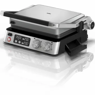 Gratar electric multifunctional Braun MultiGrill CG7044, 2000 W, 3 moduri de gatire, temperatura maxima 230C, 2 seturi placi, argint