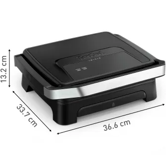 Gratar electric multifunctional Tefal Inicio Panini Maker & Grill GC271810, 2180W, pana la 6 persoane, suprafata antiaderenta de gatit 29x26 cm, depozitare verticala, depozitare cablu, tavita suc detasabila, negru