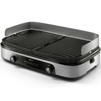 Gratar electric Philips Seria 5000 HD6222/90, 2400 W, temperatura reglabila, 2 zone de incalzire, plite reversibile si detasabile, suprafata de gratar mare: 1400 cm², strat de piatra Maifan, tava pentru grasime detasabila