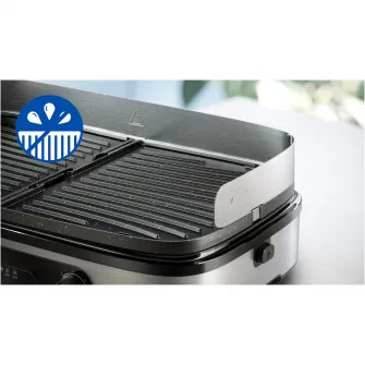 Gratar electric Philips Seria 5000 HD6222/90, 2400 W, temperatura reglabila, 2 zone de incalzire, plite reversibile si detasabile, suprafata de gratar mare: 1400 cm², strat de piatra Maifan, tava pentru grasime detasabila