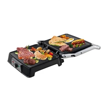 Gratar electric Star-Light EGH-2000SS, 2000 W, Termostat reglabil, Placi antiaderente, Inox