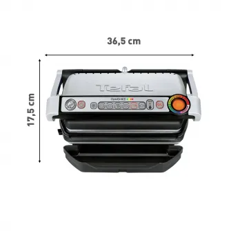 Gratar electric Tefal OptiGrill+ GC712D34 , 2000 W, 6 programe automate, Inox/Negru