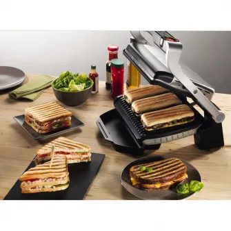 Gratar electric Tefal OptiGrill+ GC712D34 , 2000 W, 6 programe automate, Inox/Negru