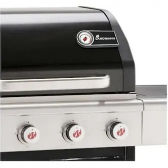Gratar gaz Triton 4.1, 140 x 120 x 57 cm, arzatoare 3 kw, termometru in capac, suprafata de gatit din fonta 65 x 45 cm, Negru