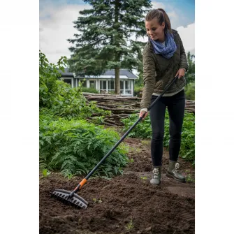 Grebla universala Fiskars Solid, latime lucru 41 cm, lungime totala 164 cm, greutate 600 g, 12 dinti, maner aluminiu, lama nivelare