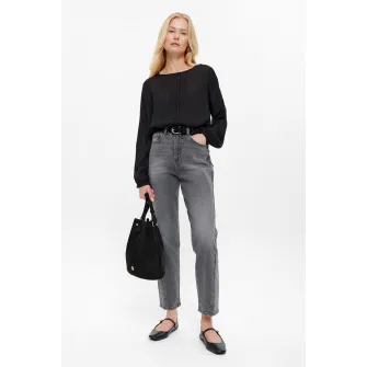 GreenPoint, Blugi crop cu aspect decolorat, Gri inchis, 34