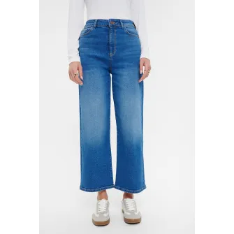 GreenPoint, Blugi crop cu croiala ampla, Albastru royal, 36