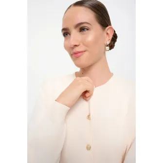 GreenPoint, Cardigan cu nasturi si buzunare, Bej deschis, XL