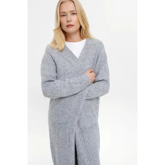 GreenPoint, Cardigan lejer cu buzunare, Gri deschis melange, XL