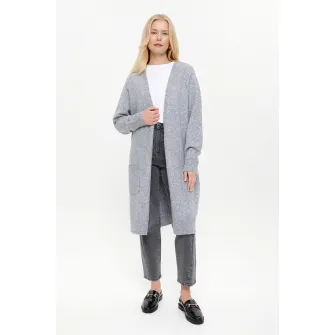GreenPoint, Cardigan lejer cu buzunare, Gri deschis melange, XL