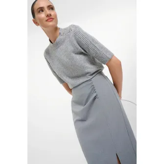 GreenPoint, Fusta-creion midi, Gri deschis, 44