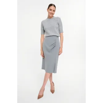 GreenPoint, Fusta-creion midi, Gri deschis, 44