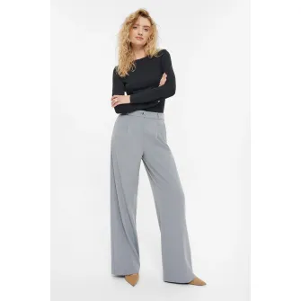GreenPoint, Pantaloni cu croiala ampla, Gri deschis, 44