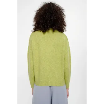 GreenPoint, Pulover cu decolteu in V si maneci cazute, Verde fistic, XS