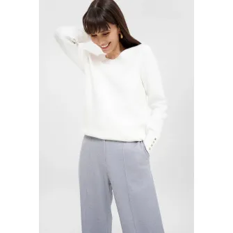 GreenPoint, Pulover cu decolteu rotund, Alb optic, XL