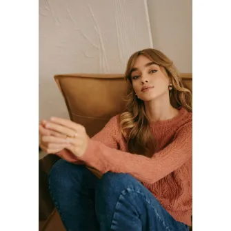 GreenPoint, Pulover din amestec de lana cu decupaj pe partea din spate, Rosu stins, XL