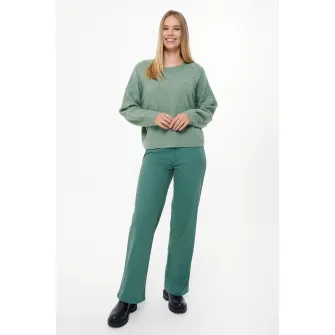 GreenPoint, Pulover din amestec de lana cu strasuri, Verde deschis melange, Argintiu, XS