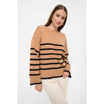 GreenPoint, Pulover lejer cu model in dungi, Maro, XS
